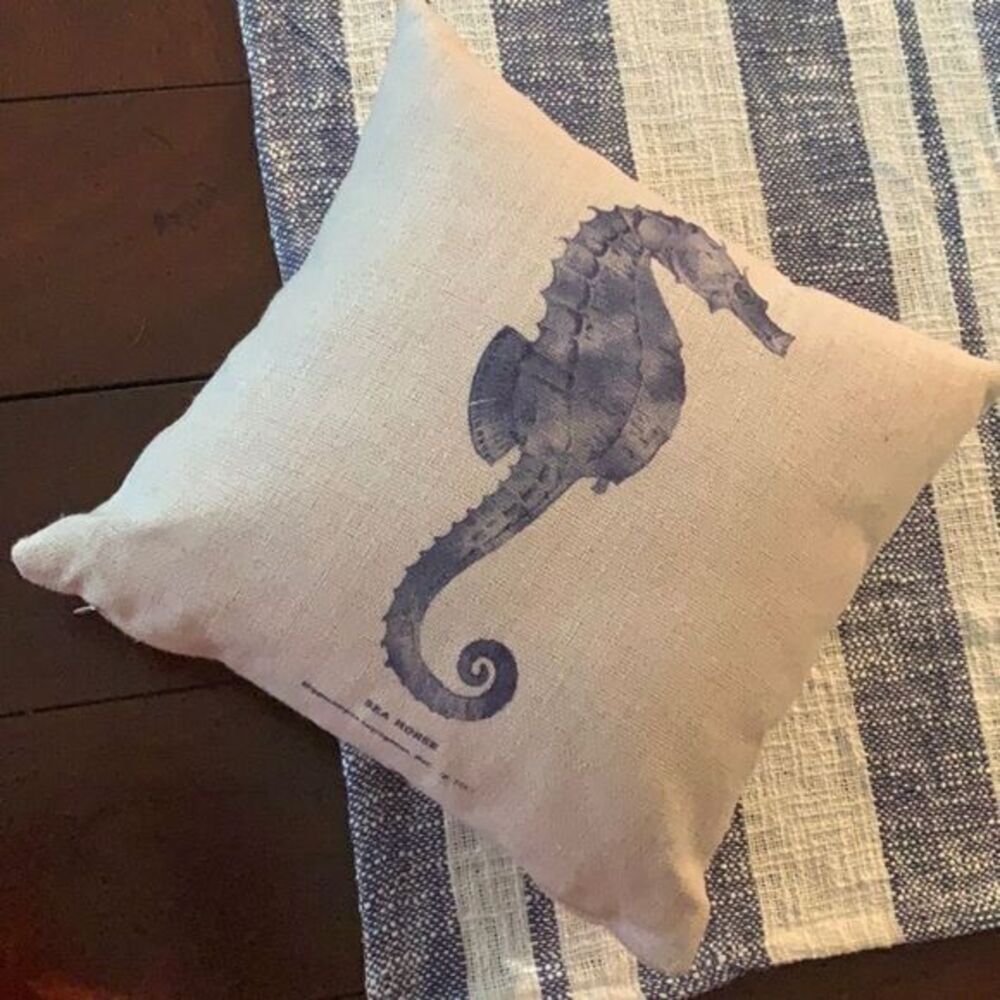 Pier 1 set of 2 summer seahorse accent pillow